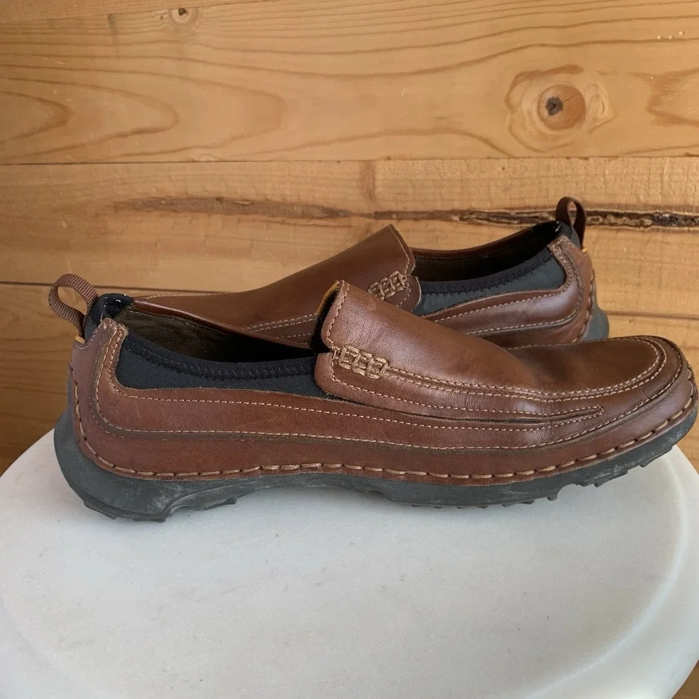 Timberland Comfort Shoes Mens Size 9.5 Brown Leather Slip On Casual Loafers‎